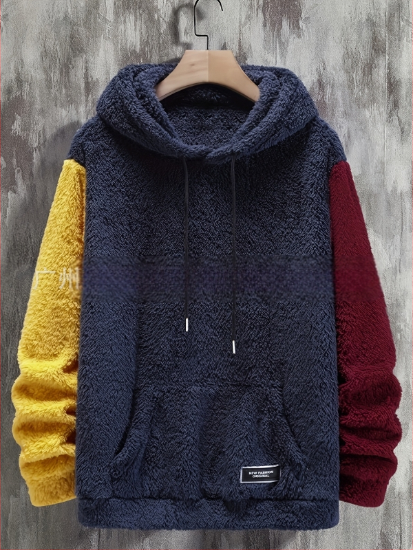 Vīriešu kapucīna džemperis ar pulovera stilu, flīsa oderējums, 100% poliesters, ziemas lietošanai