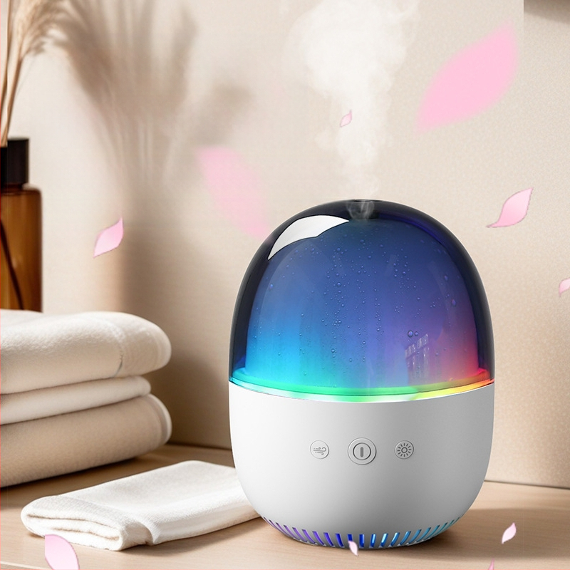 Umidificator ultrasonic pentru aromaterapie, alimentare USB, compact pentru camere de până la 10 m², rezervor de 0,5 L, zgomot sub 36 dB