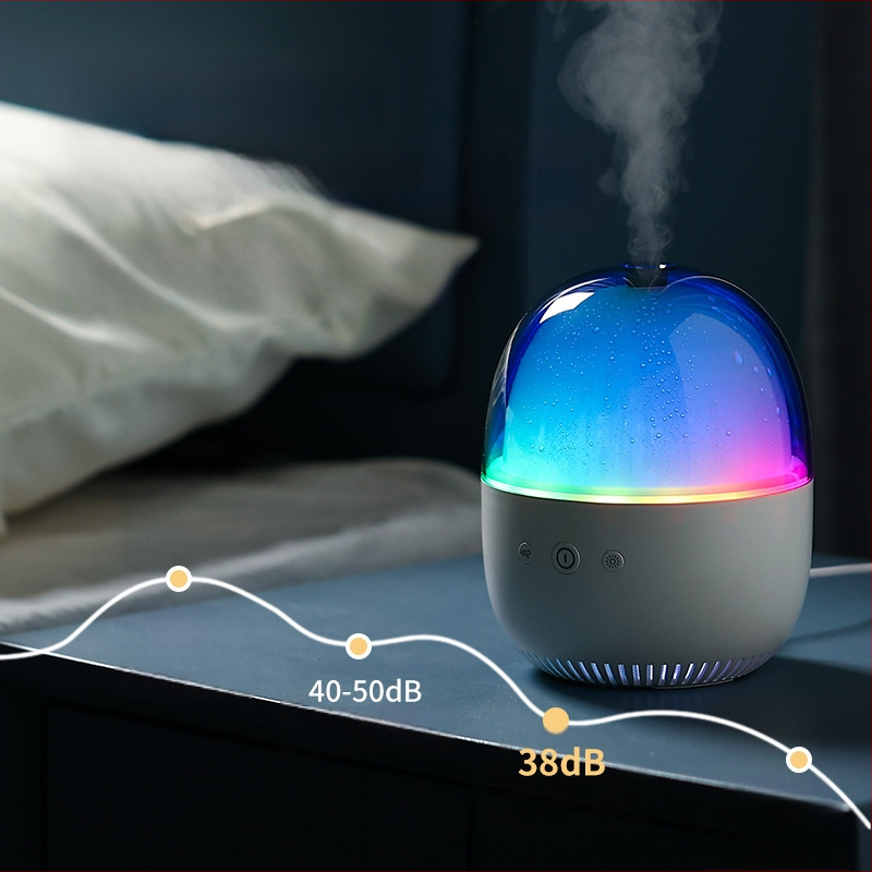 Umidificator ultrasonic pentru aromaterapie, alimentare USB, compact pentru camere de până la 10 m², rezervor de 0,5 L, zgomot sub 36 dB