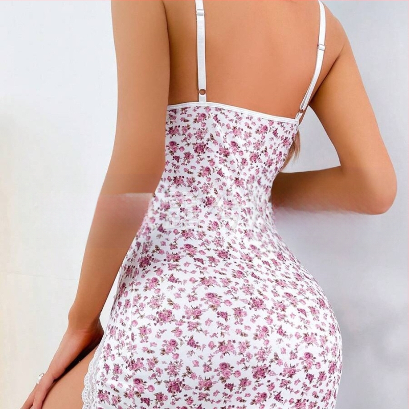 Sundress ar drukas motīvu, siksniņām, patchwork mežģīne, garā kleita ar izgriezumu — Bodycon, Milk Silk, Poliester, Sieviete, 2011