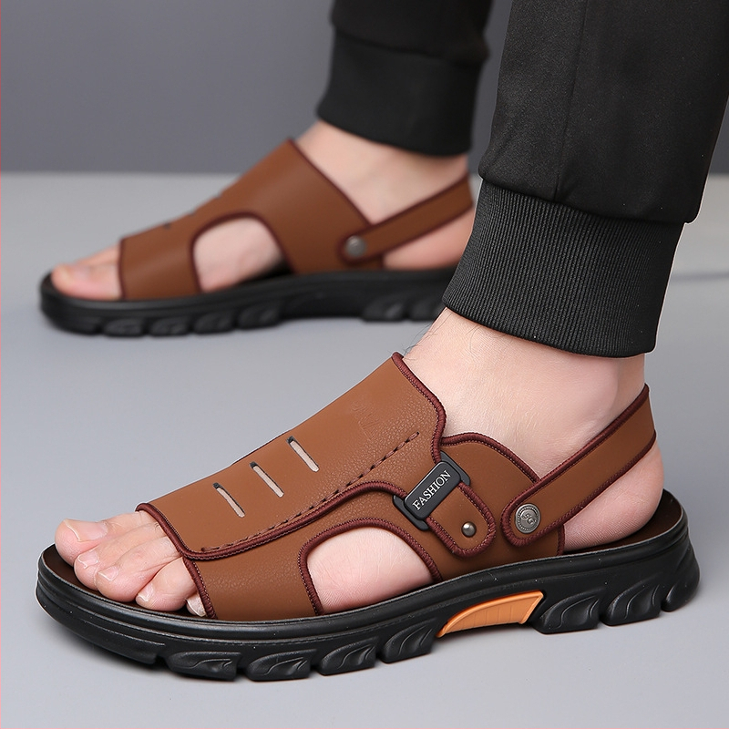 Vyriniai sandalai su atviraisiais pirštais, viršus iš super pluošto, padas iš gumos, kasdieniam stiliui, 2025 m. pavasaris