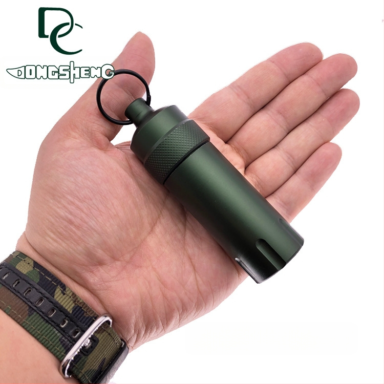 Κουτί αποθήκευσης από αλουμινίου κράμα, αδιάβροχο για εξωτερική επιβίωση (EDC) — σφραγισμένο φιαλίδιο φαρμάκων