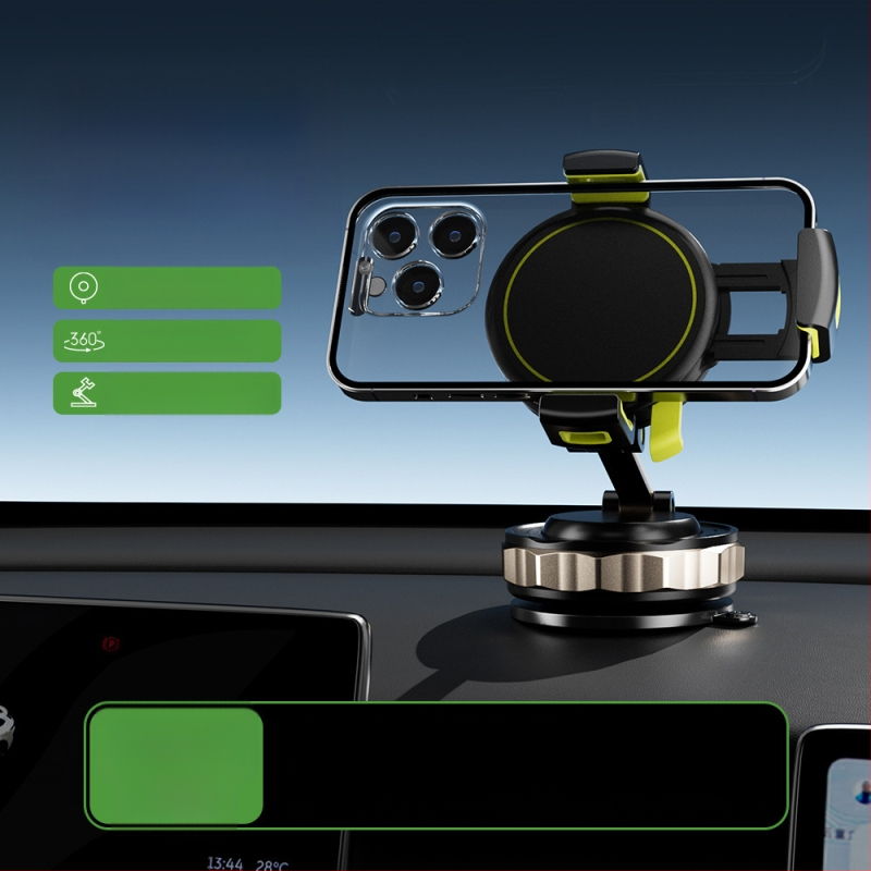 Suport auto pentru telefon cu ventuză, rotire la 360°, fixare magnetică – universal pentru bord