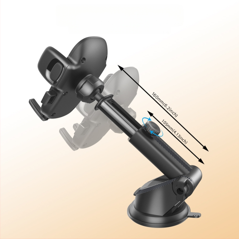 Suport auto pentru telefon cu ventuză rotativă și tijă telescopică reglabilă, universal, din plastic