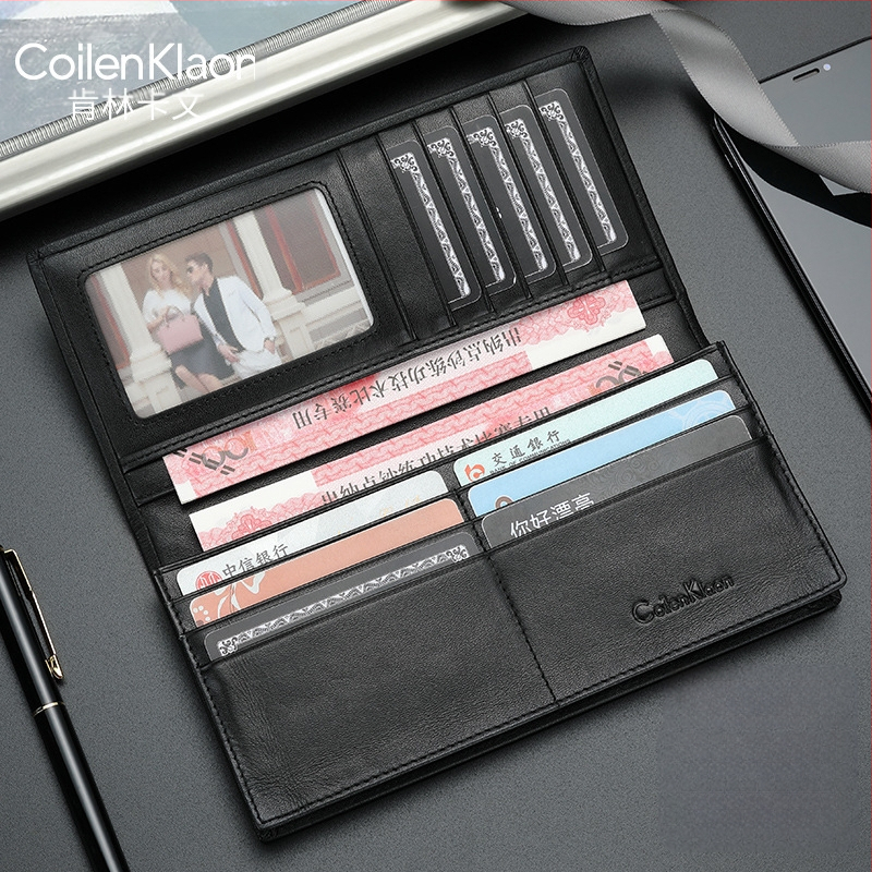 COILENKLAON Vīriešu maks - Īsta āda, Pirmā slāņa liellopa āda, Plāns karšu turētājs ar nodalījumu vadītāja apliecībai, Daudz kartes, Monētu kabatiņa, Pilsētas stila dizains