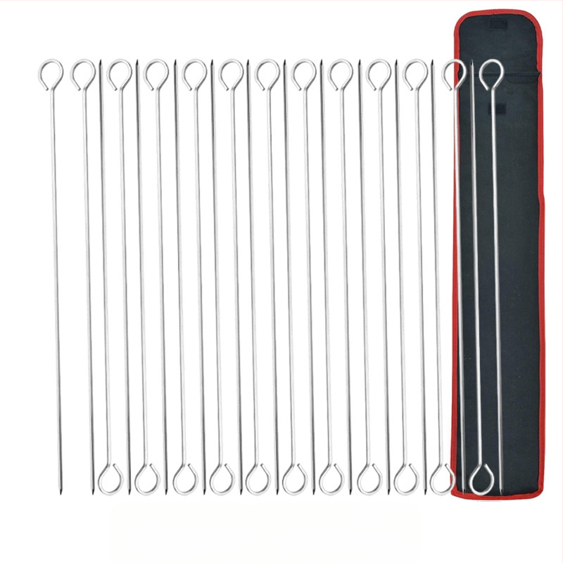 GF σετ από ανοξείδωτο ατσάλι 24 σουβλάκια με κρεμάμενους δακτυλίους για εξωτερικό ψήσιμο
