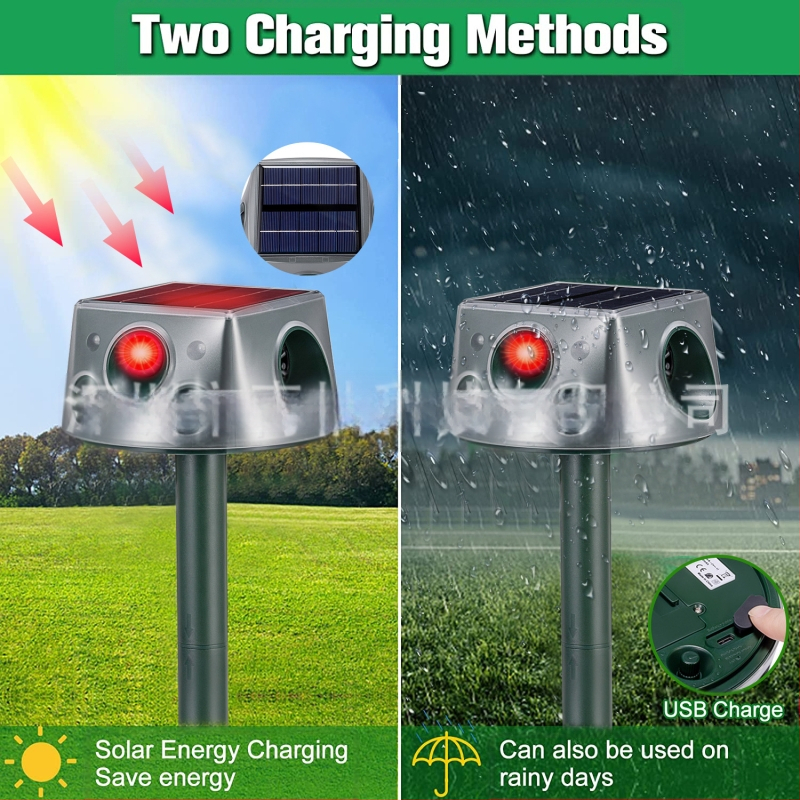 SK031 Repelent solar pentru animale, design cu patru fețe, repelent multifuncțional pentru insecte (țânțari și gândaci), reîncărcabil, 5V 5W