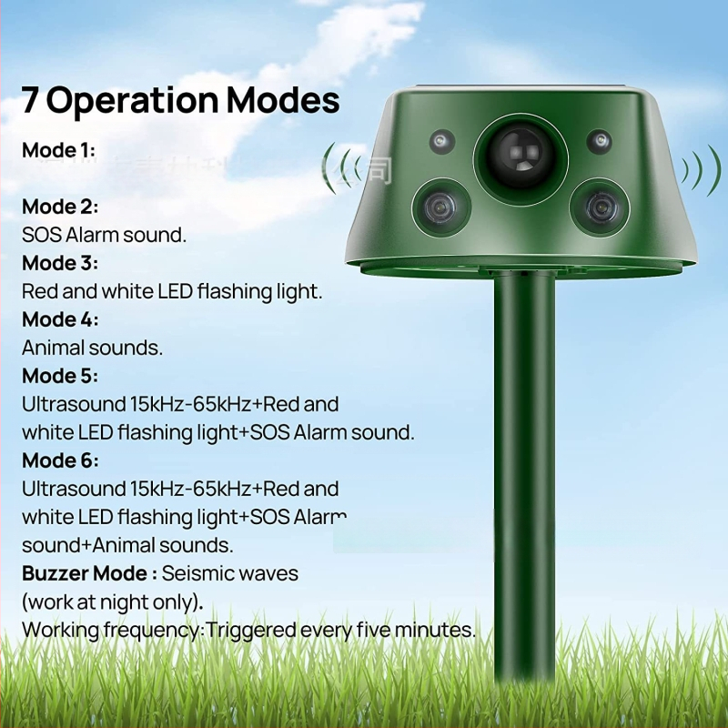SK031 Repelent solar pentru animale, design cu patru fețe, repelent multifuncțional pentru insecte (țânțari și gândaci), reîncărcabil, 5V 5W