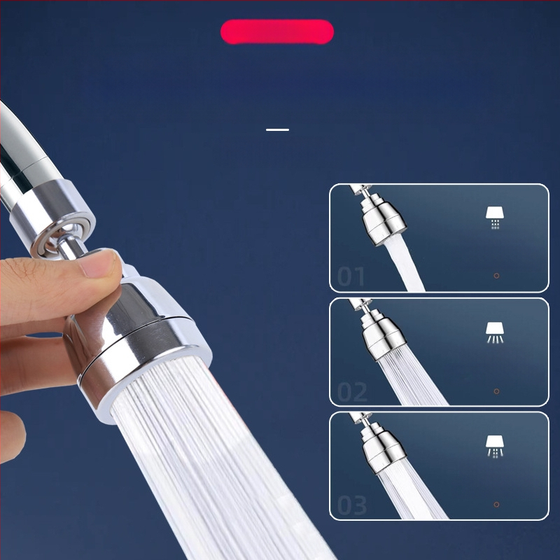 Tryjų greičių anti-splash maišytuvo galvutė su dvigubu guolių sukimu, ABS+nerūdijantis plienas, sriegis, pakilimas