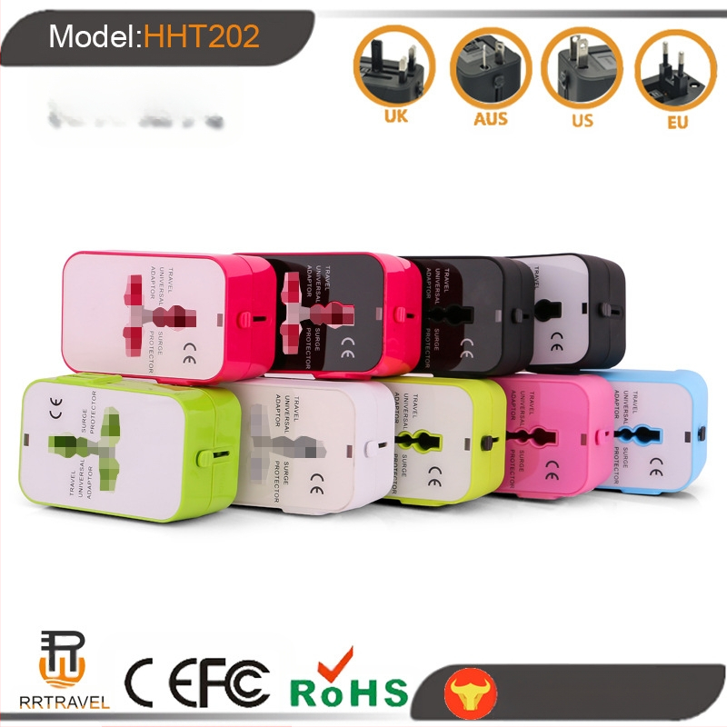 RRTRAVEL Παγκόσμιος μετατροπέας ταξιδιού — Παγκόσμια πρίζα, Πολυ-εθνικός μετατροπέας βυσμάτων — CE, FCC, ROHS πιστοποιήσεις, με λειτουργία μετατροπής