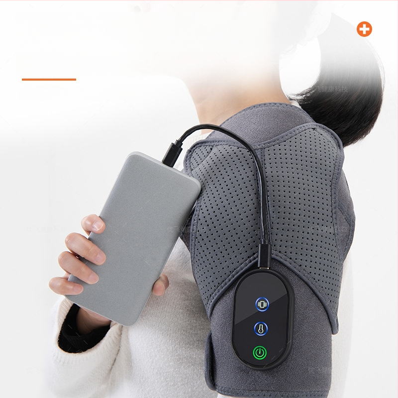 Vállmasszírozó fűtéssel és rezgéses masszázzal – 7W, 5V, 35-45°C, Három fokozatú vezérlés