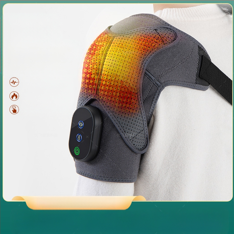 Vállmasszírozó fűtéssel és rezgéses masszázzal – 7W, 5V, 35-45°C, Három fokozatú vezérlés