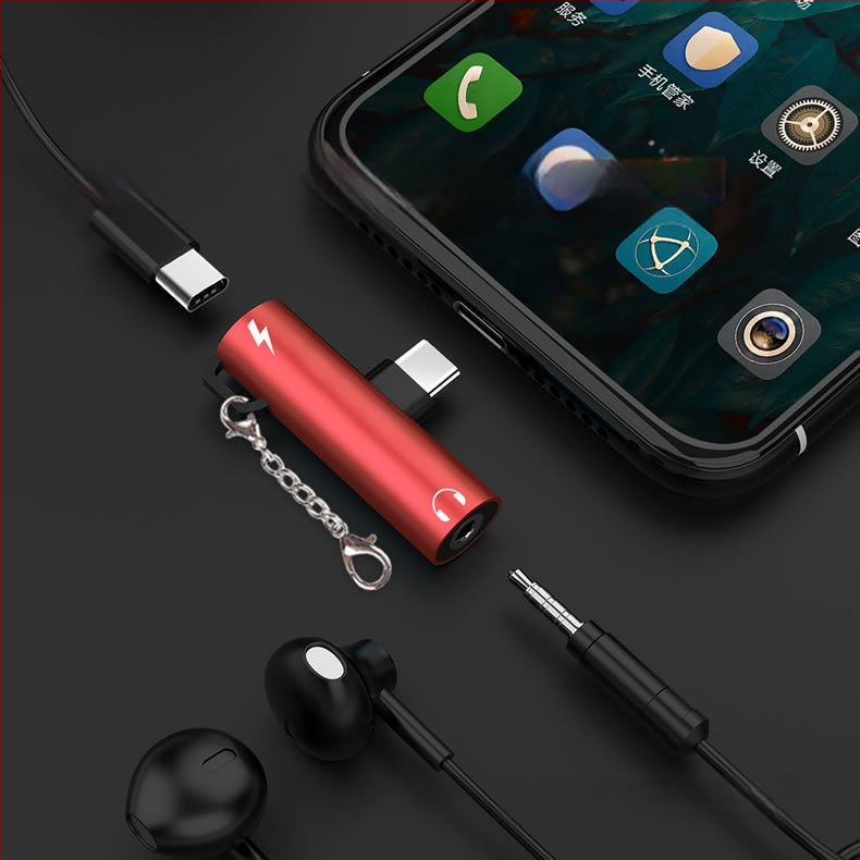 Adaptor pentru căști Type-C cu mufă 3,5 mm și încărcare USB-C, pentru telefoane cu port Type-C unic