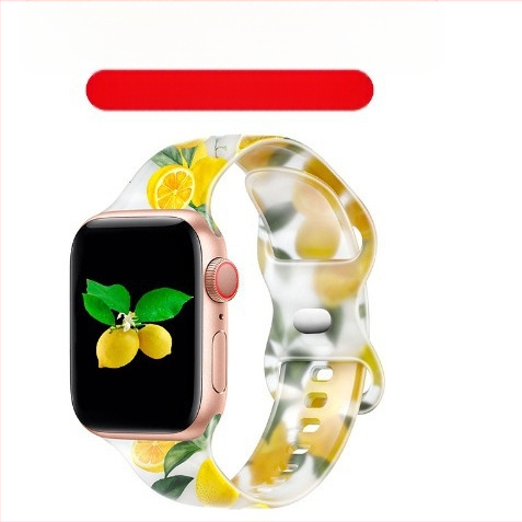 Λουράκι Apple Watch από σιλικόνη, Διαφανές με εκτυπωμένο μοτίβο, Συμβατό με iWatch7-1 S9, Άνοιξη 2024, Στυλ λογοτεχνικό ρετρό