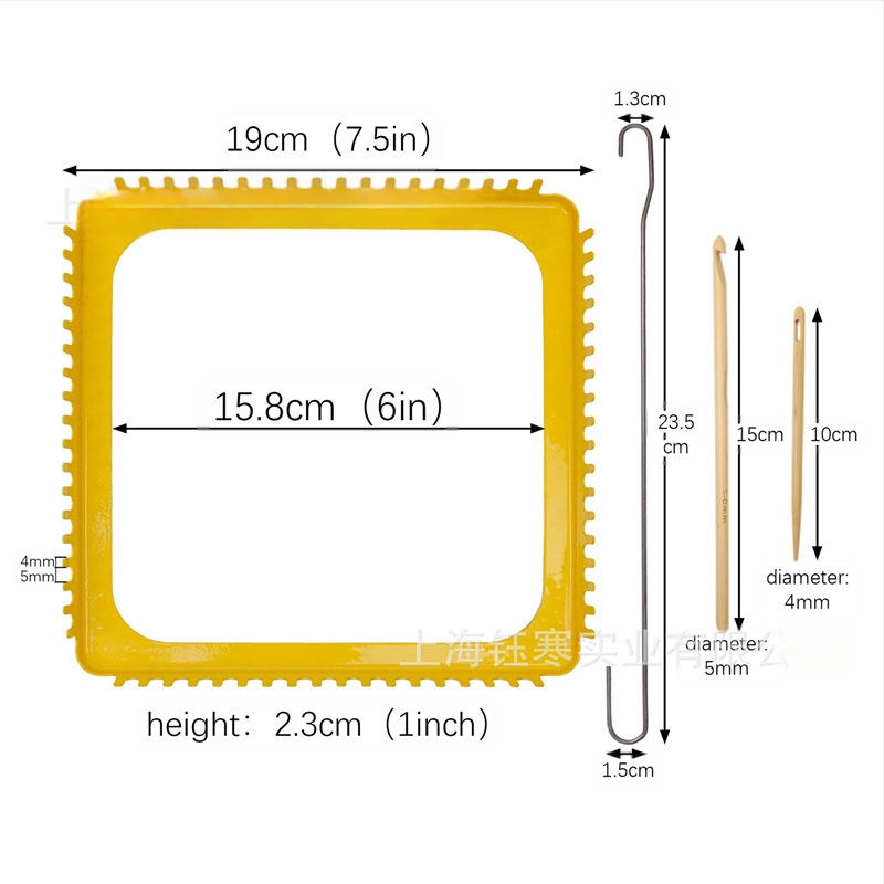 DIY szövőszék - négyszögletes keret szövéshez, sűrű fogak, 18 fog