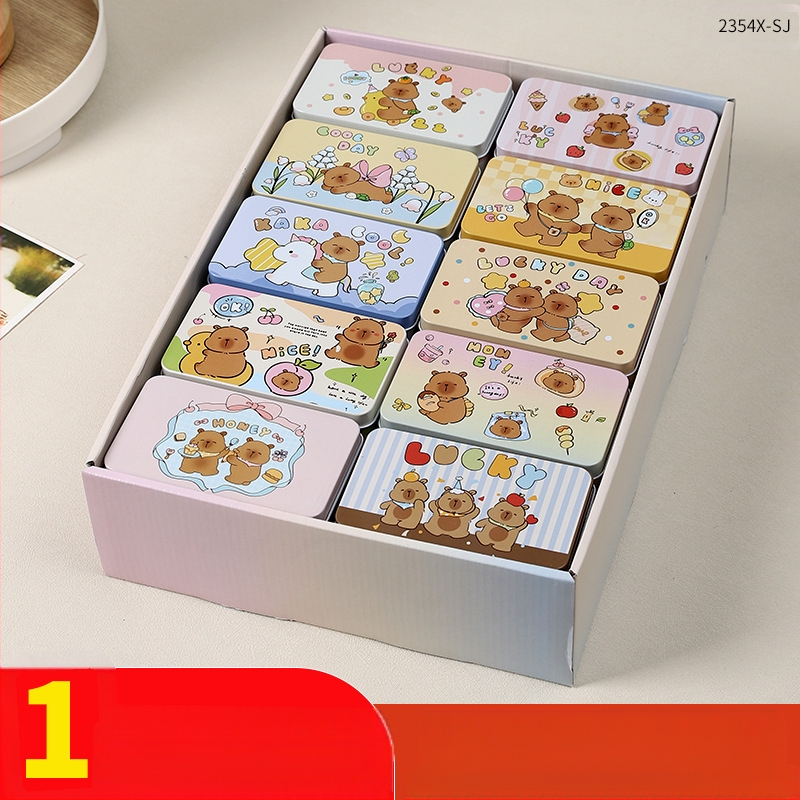 Elegant Charm Kapibara Animacinė Metalinė Saugojimo Dėžė — Tinplate, Kodas 2354X, Gyvūnų Tema