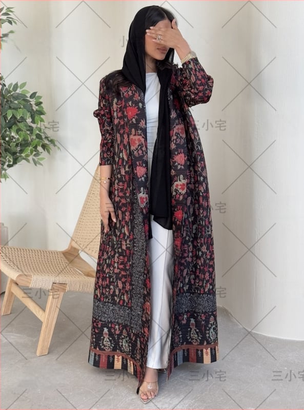 Plīsēts halāts-mantelis (95% poliesters, garas piedurknes, garums)