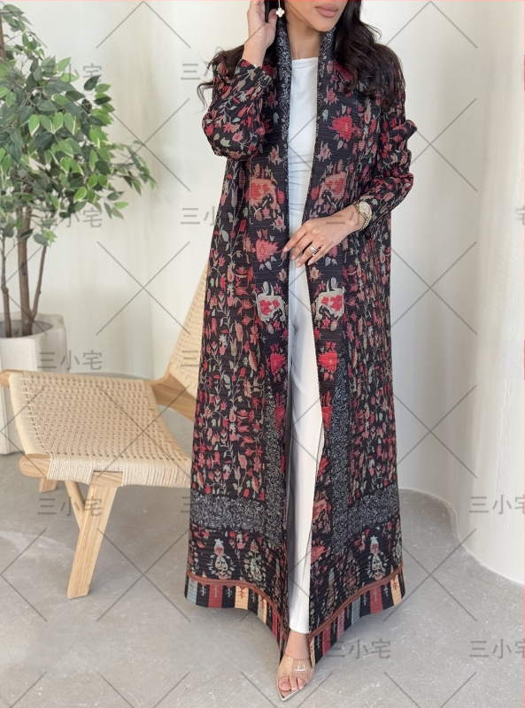 Plīsēts halāts-mantelis (95% poliesters, garas piedurknes, garums)