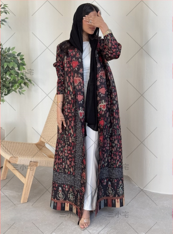 Plīsēts halāts-mantelis (95% poliesters, garas piedurknes, garums)