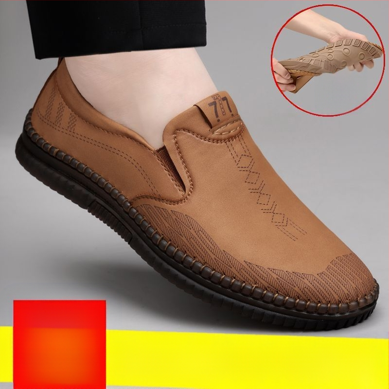 Férfi bőr cipő vezetéshez - lélegző, csúszásmentes, izzadságot felszívó, két réteg marhabőr felsőrész, TPR talp