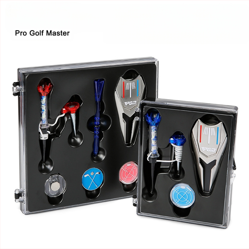 PGM golfa aksesuāru komplekts: cepures klips, magnētisks bumbas marķieris, tee un divot atjaunošanas līdzeklis – dāvanu kastīte
