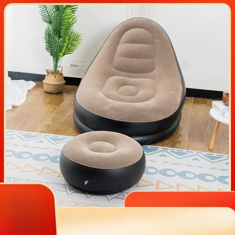 Φουσκωτή καναπεδάκι με σκαμπό ποδιών - αναδιπλούμενο, φορητό PVC εξωτερικού χώρου ανάπαυση, μονή θέση