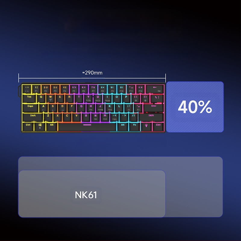 Πληκτρολόγιο παιχνιδιών, διάταξη 60%, έως 87 πλήκτρα, ενσύρματο, μηχανικοί διακόπτες