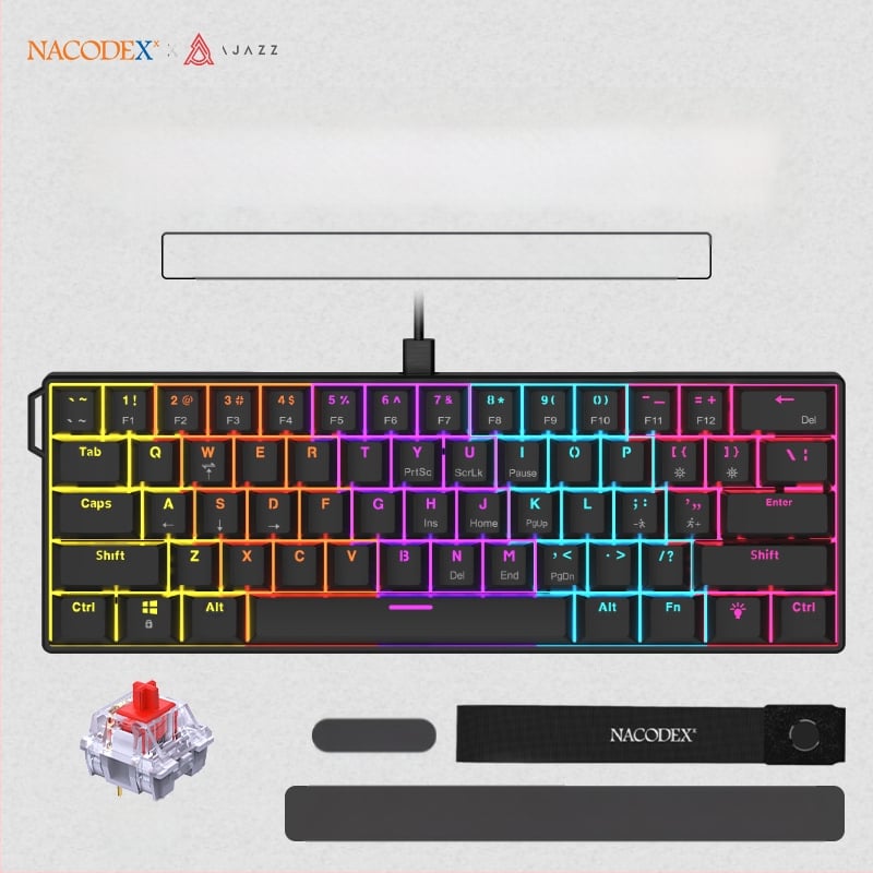 Πληκτρολόγιο παιχνιδιών, διάταξη 60%, έως 87 πλήκτρα, ενσύρματο, μηχανικοί διακόπτες