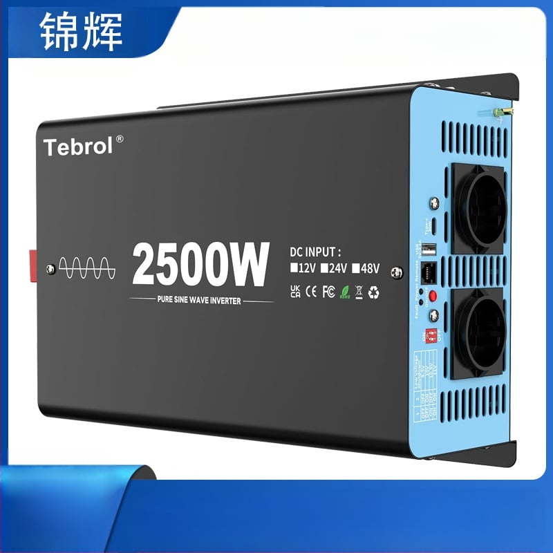 Инвертор за захранване 2500W, чиста синусоидална вълна, вход 12V DC, изход 230V AC