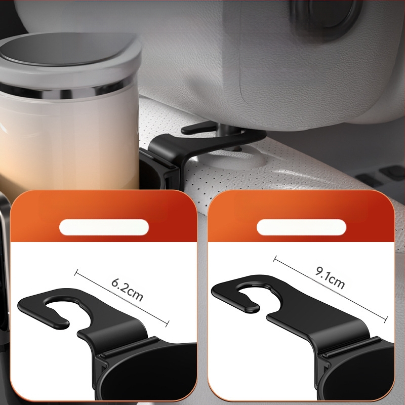 Automašīnas sēdekļa aizmugures organizētājs ar krūzes turētāju un tālruņa turētāju, plastmasa, karājas uzstādīšana, universāla saderība, logotipa druka pieejama