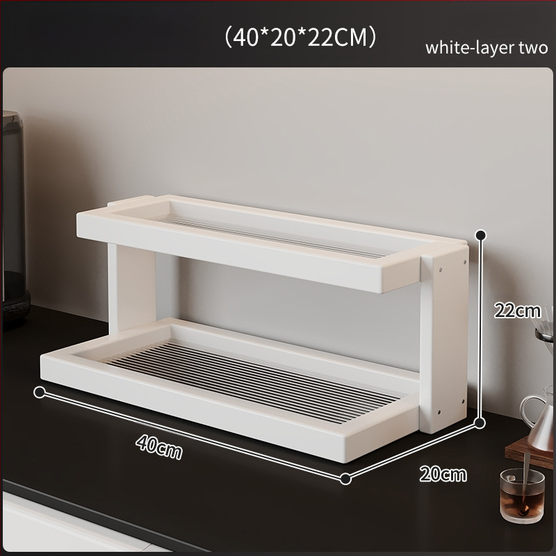 Raft de depozitare pentru cești și seturi de ceai – bambus, 3 niveluri, multifuncțional, montaj pe birou, potrivit pentru bucătărie, baie și sufragerie.