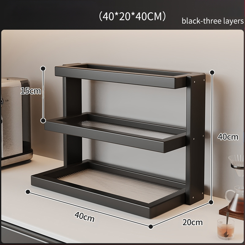 Raft de depozitare pentru cești și seturi de ceai – bambus, 3 niveluri, multifuncțional, montaj pe birou, potrivit pentru bucătărie, baie și sufragerie.