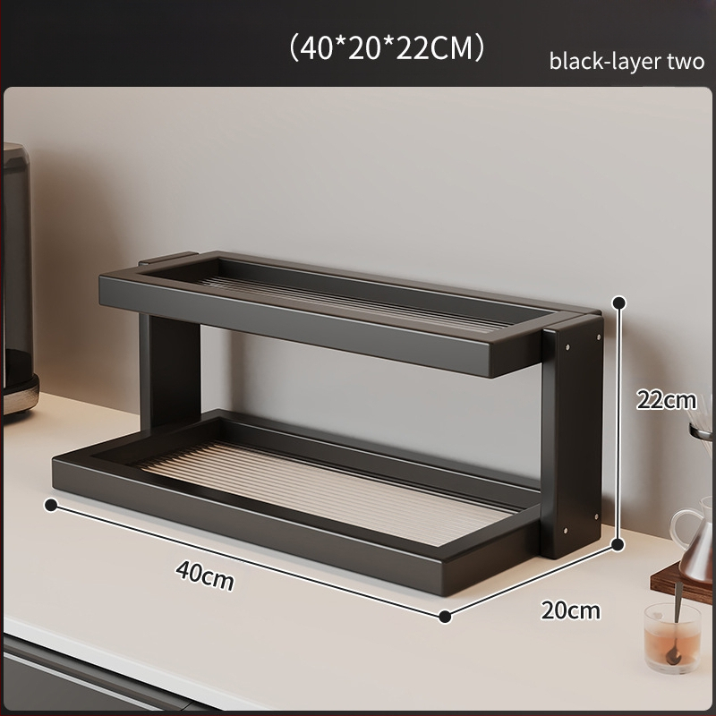 Raft de depozitare pentru cești și seturi de ceai – bambus, 3 niveluri, multifuncțional, montaj pe birou, potrivit pentru bucătărie, baie și sufragerie.