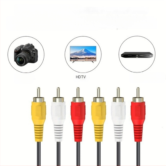 Καλώδιο AV 3 προς 3 RCA με κεφαλή Lotus, νικελιωμένο, πυρήνας από γυμνό χαλκό, αγωγοί από οξυγονοελεύθερο χαλκό, RoHS