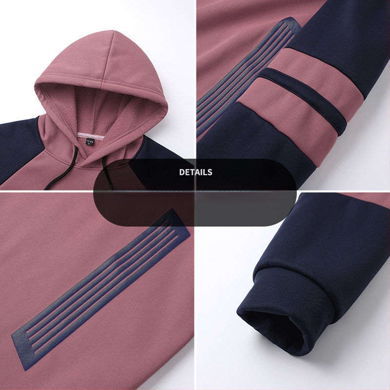 Vyriskas megztinis su gobtuvu, spalvų blokai ir dryžiai, užtrauktukas, laisvas kirpimas, ilgomis rankovėmis