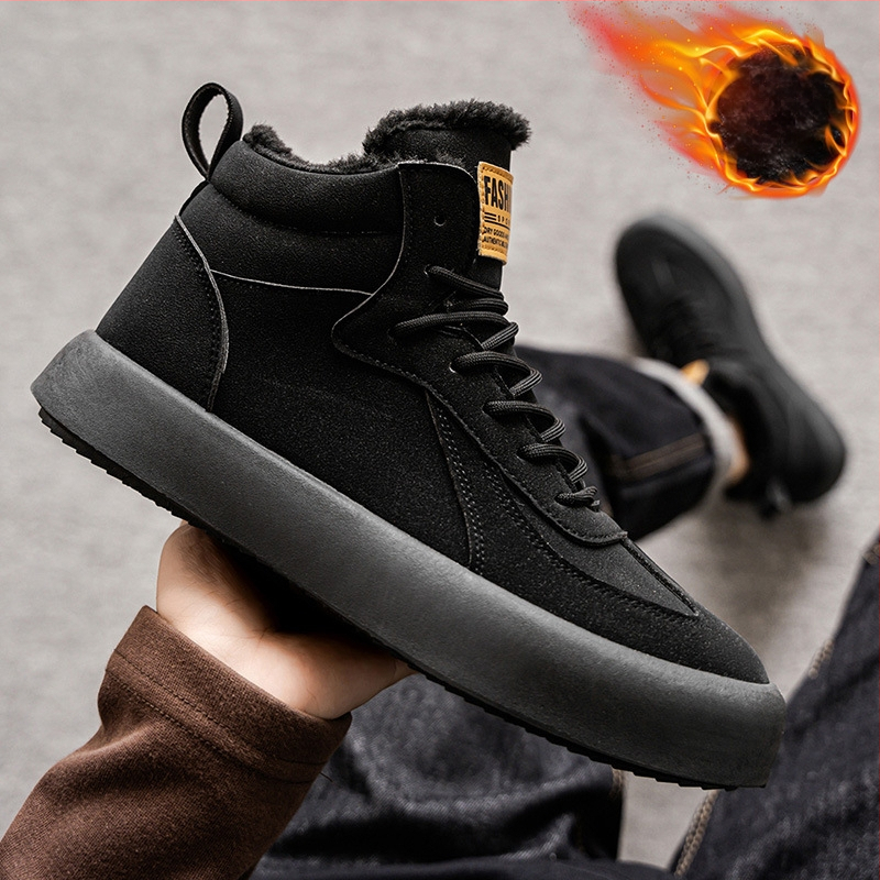 Ανδρικές χειμερινές ζεστές παντόφλες με βελούδινη επένδυση, υψηλό ύψος, εξαιρετικά παχιά σόλα PVC, με κορδόνι εμπρός