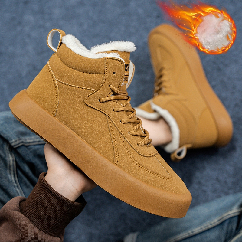 Ανδρικές χειμερινές ζεστές παντόφλες με βελούδινη επένδυση, υψηλό ύψος, εξαιρετικά παχιά σόλα PVC, με κορδόνι εμπρός