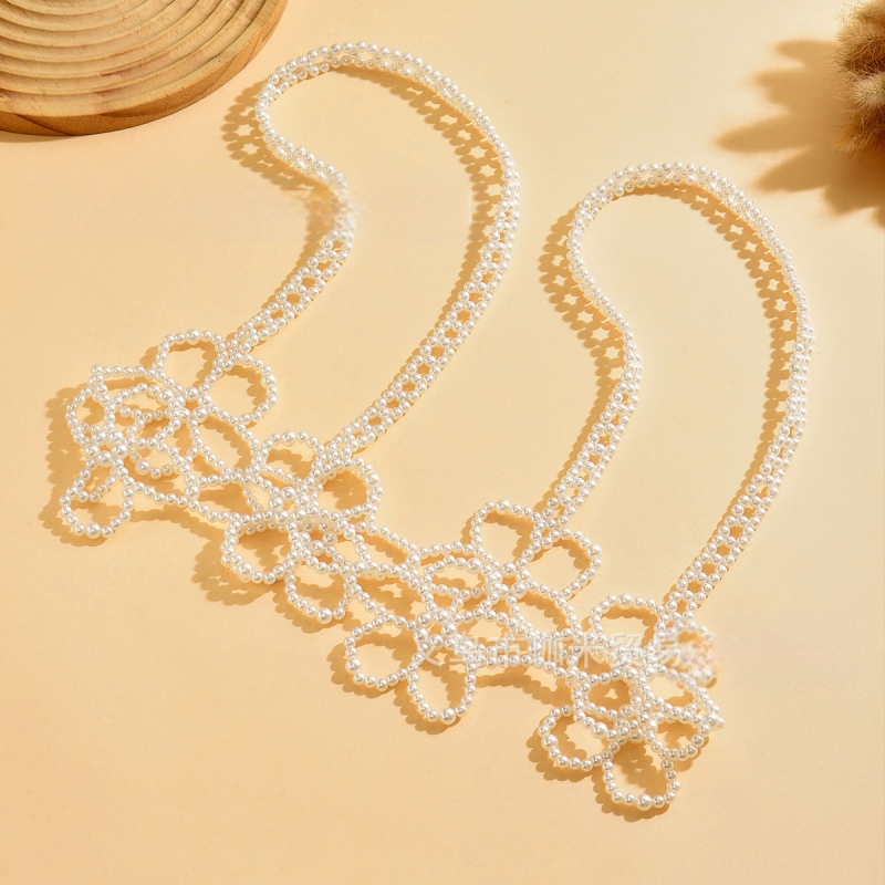 Bretele cusute manual, accesoriu talie și șir de mărgele în formă de flori goale (Primăvara 2025)