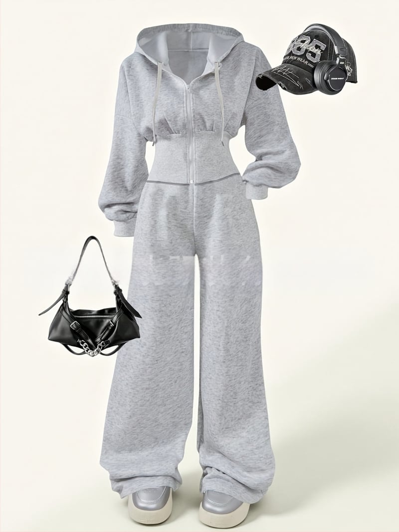 Sieviešu adīts divdaļīgs komplekts | garas piedurknes, garas bikses, kokvilnas-poliestera maisījums ar elastānu, karstā pārvades drukāšana, 2025. gada pavasaris, Eiropas un Amerikas stils