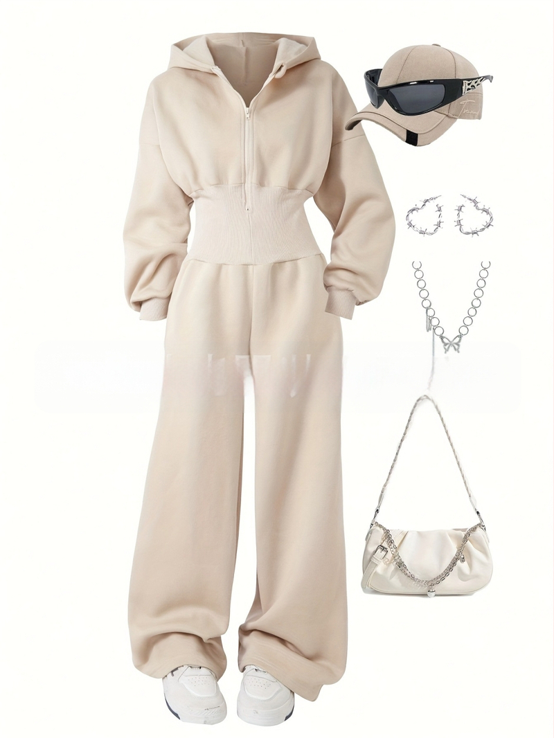 Sieviešu adīts divdaļīgs komplekts | garas piedurknes, garas bikses, kokvilnas-poliestera maisījums ar elastānu, karstā pārvades drukāšana, 2025. gada pavasaris, Eiropas un Amerikas stils