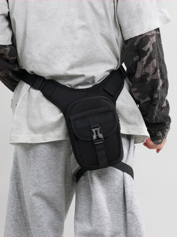 Motociklo kelionėms kojos maišelis su crossbody dizainu, gatvės mados stilius, poliesterio medžiaga, 2025 m. pavasario leidimas, laisvalaikio kelionėms