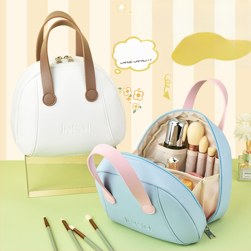 PU medžiagos kosmetinė kubo formos kelioninė kosmetikos dėžutė su atskiromis dalimis