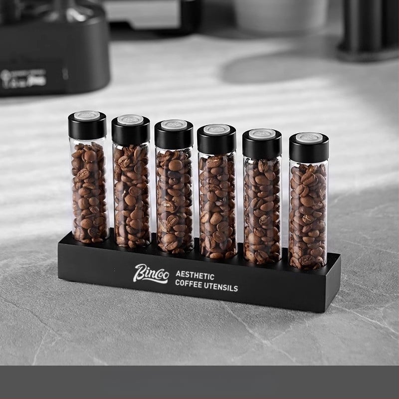 Stikla kafijas pupiņu burka ar noslēgšanu — caurspīdīgs pārnēsājams uzglabāšanas trauks ar vienvirziena ventilāciju