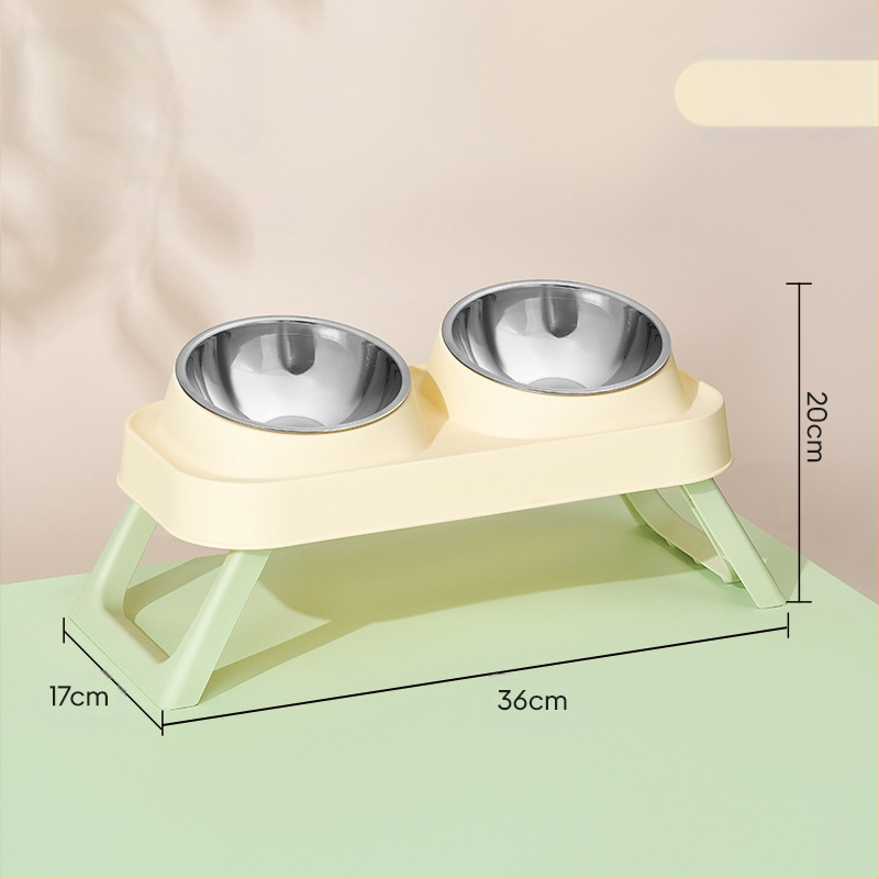 Plastikinis katės dvigubas dubuo — naminių gyvūnų šėrimo įrankiai, prekinis ženklas Wangxing Street