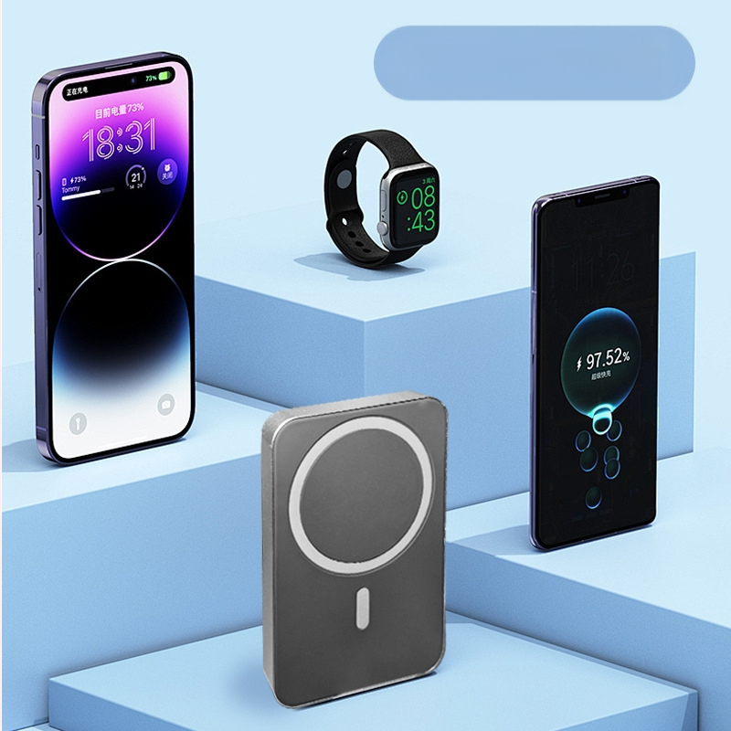 Magnetska bežična Power Banka – 5000mAh, 20W brzo punjenje, QC2.0, Li-Polimer baterija, kućište od legure