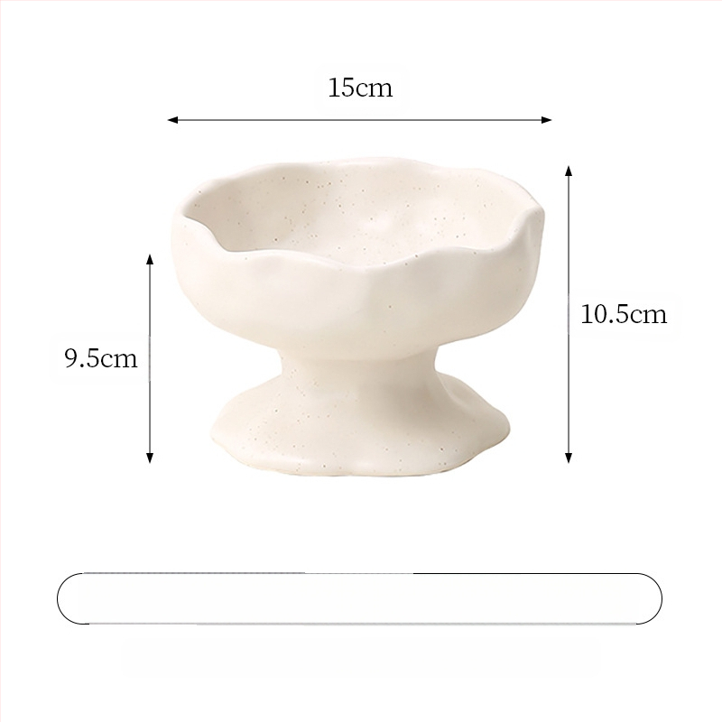 Kaķu keramikas barošanas bļoda ar augstu pamatni, anti-tilt, kakla aizsardzība un lēnai ēšanai, ar teksturētu glazūru