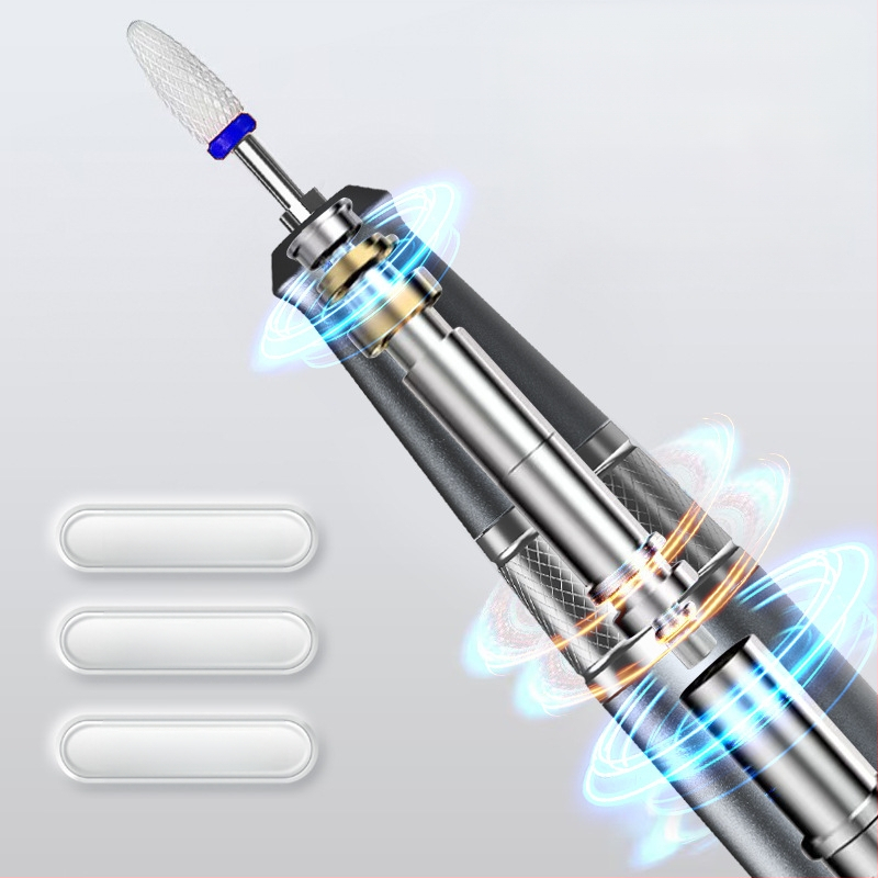 Γυαλιστήρι νυχιών TMS-025 | Πλαστικό σώμα, 136 g, Περιλαμβάνει: κύρια μονάδα, κεφαλή λείανσης, καλώδιο φόρτισης, οδηγίες χρήσης