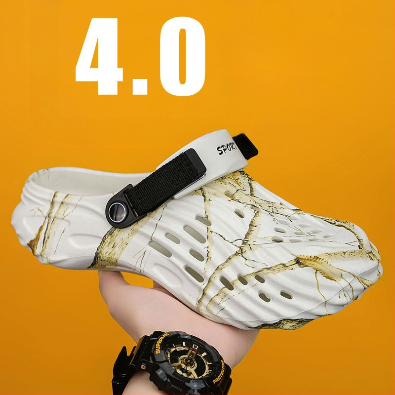 Vīriešu pludmales sandales ar elpojošu EVA augšpusi, slip-on, apaļš purns, Toe Cap, 4 cm bieza zole