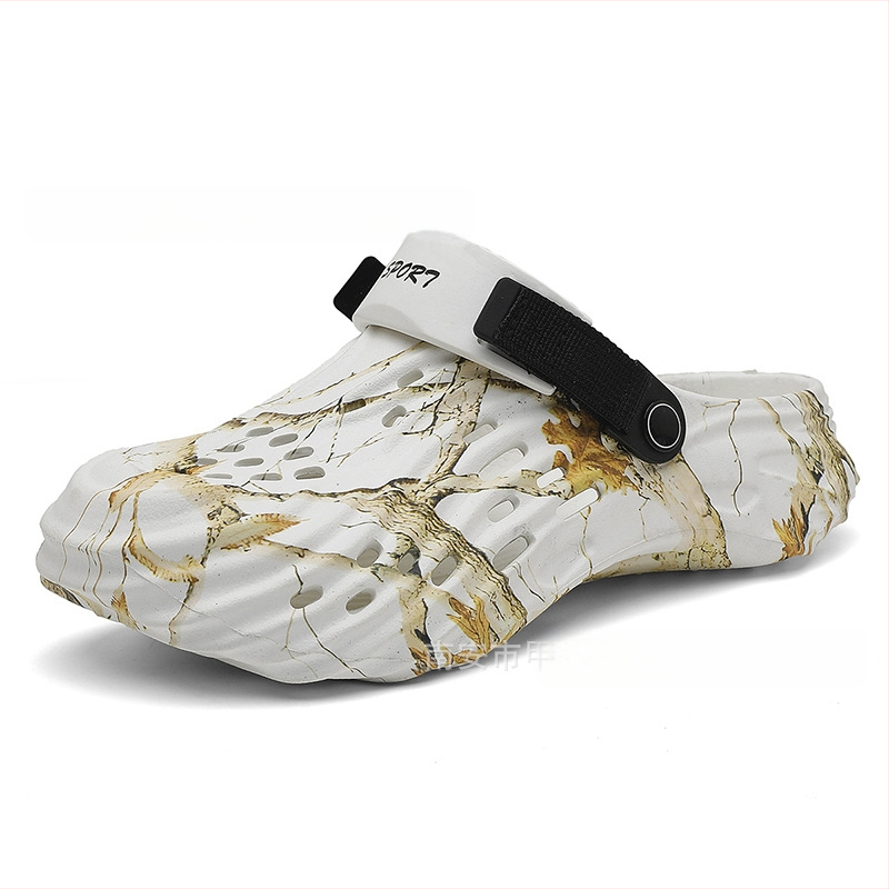 Vīriešu pludmales sandales ar elpojošu EVA augšpusi, slip-on, apaļš purns, Toe Cap, 4 cm bieza zole