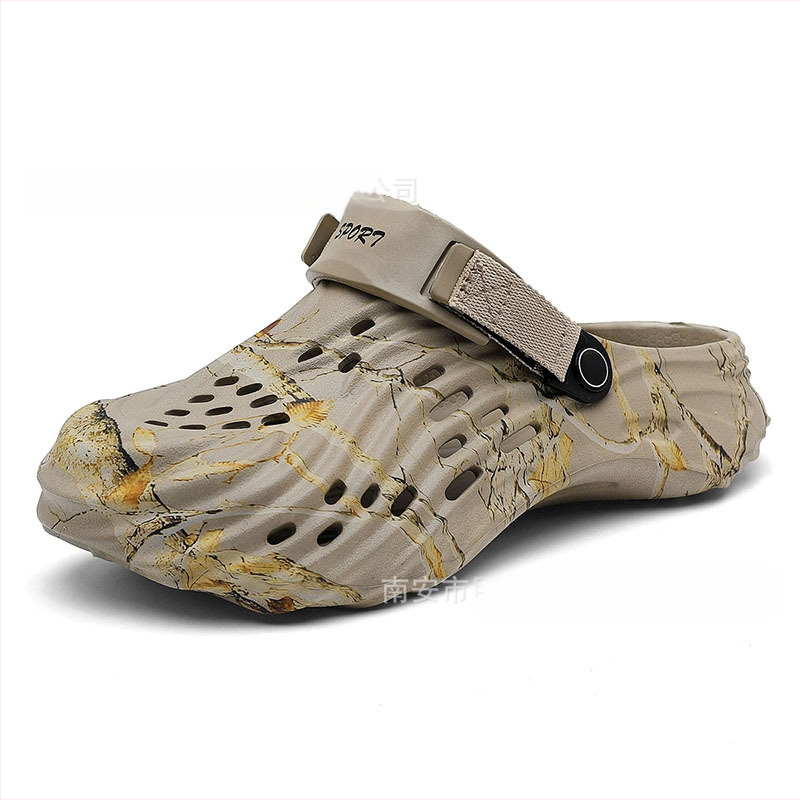 Vīriešu pludmales sandales ar elpojošu EVA augšpusi, slip-on, apaļš purns, Toe Cap, 4 cm bieza zole